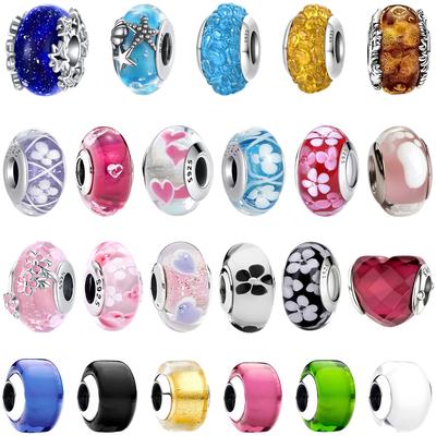 Ciondoli in Vetro di Murano Rame Adatti ai Braccialetti Originali Ciondoli Rotondi in Vetro di Murano Perline Gioielli Fai da Te da Donna Regali per Donne