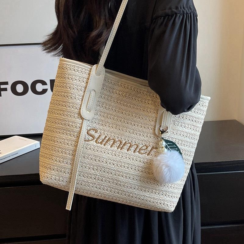 Gewebte Tasche Damen Tasche Strohtasche Tragetasche Vielseitig Große Kapazität Schulter Handtasche