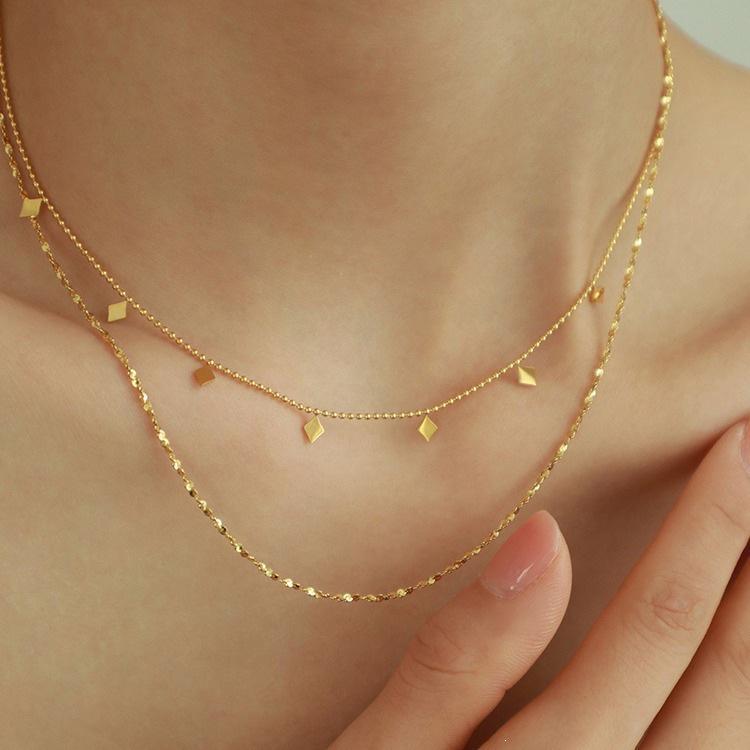 Double Layer Titanium Steel Tassel Necklace - Twisted Clavicle Chain for Women's Fashion