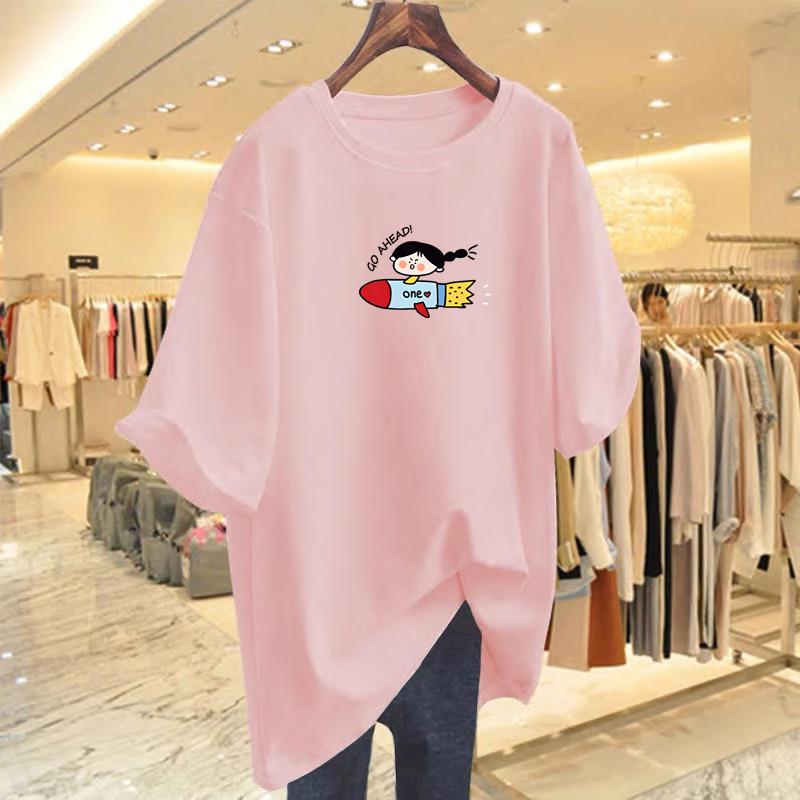 Women's Oversized Grey Cotton T-Shirt - Short Sleeve Summer 2025 Casual European Style