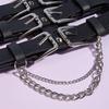 Punk-Stil Dreireihiger Dornschließe Gürtel Damen Kleid Hemd Elastischer Breiter Taillengürtel Taillenband