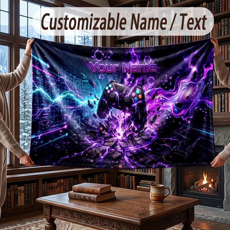 Abstract Personalized Theme Throw Blanket Custom Name Text Personalized Blanket Soft Cozy Blanket for Home Sofa Bed