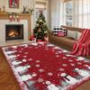 Christmas Carpet Mat Rug Red Green Snowman Reindeer Pattern with Merry Christmas Text Soft Floor Mat for Home Decoration