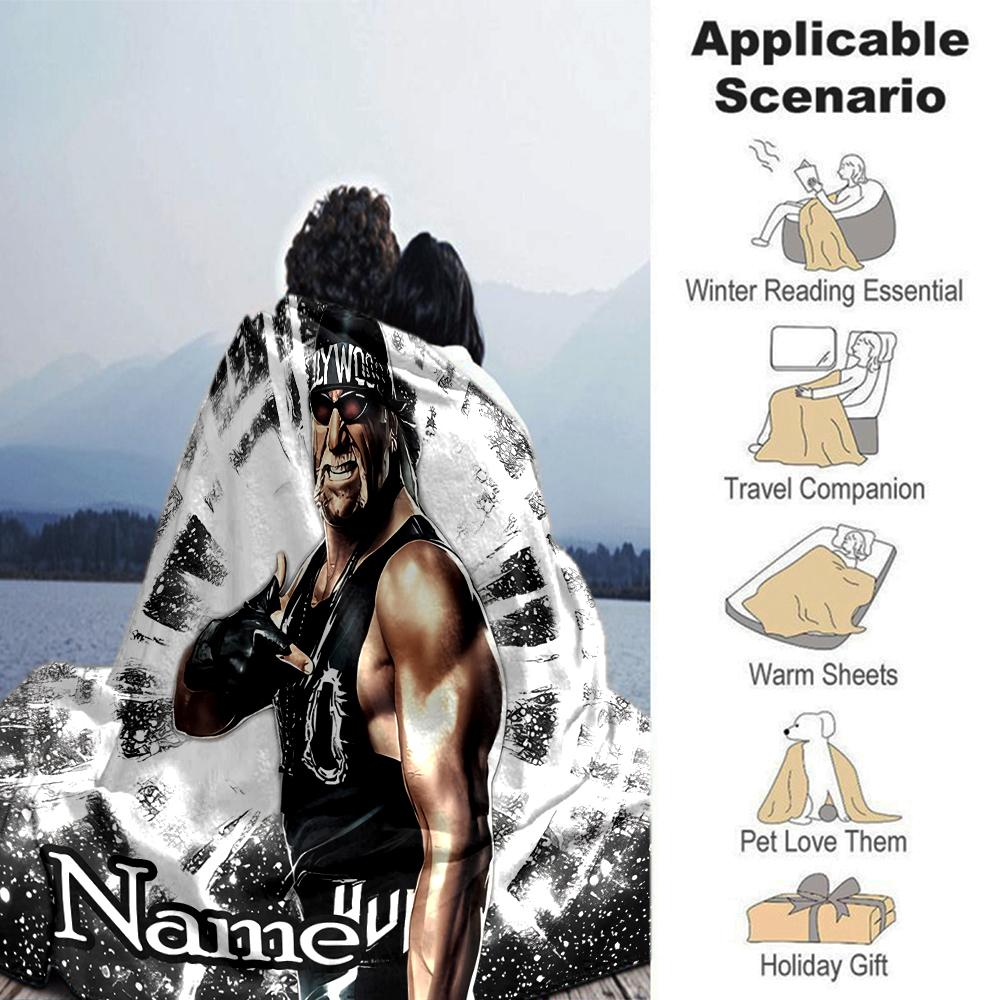 Customiz Name Personality Hulk Hogan  Blanket Soft &Warm Sofa Office Bed Travel Lunch Break Blanket, Gift Suitable All Seasons