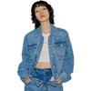 Li Ning Effen Kleur Enkele Rij Knopen Lange Mouwen Jeansjas Vrouwen jassen Licht-Denim-Blauw AJDT534-1