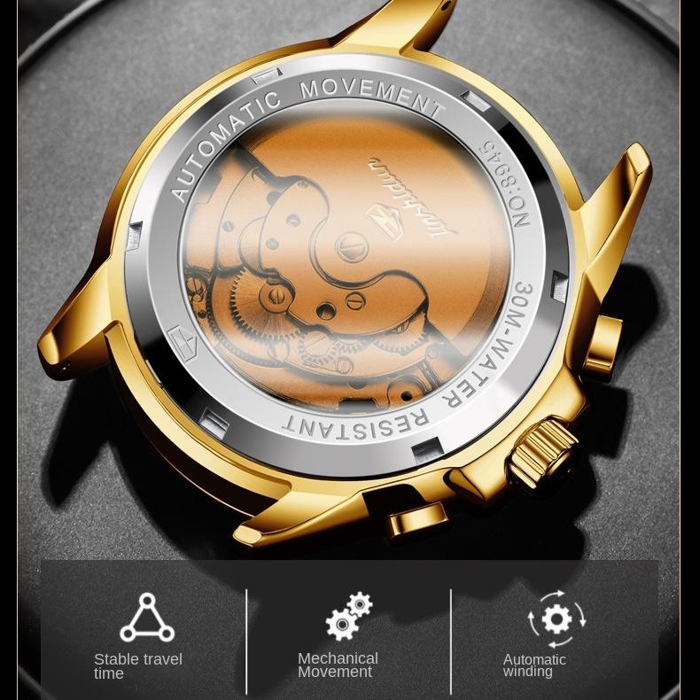 Orologio Meccanico Automatico Multifunzione Marca JINSHIDUN Tourbillon Orologio da Uomo Orologio da Uomo