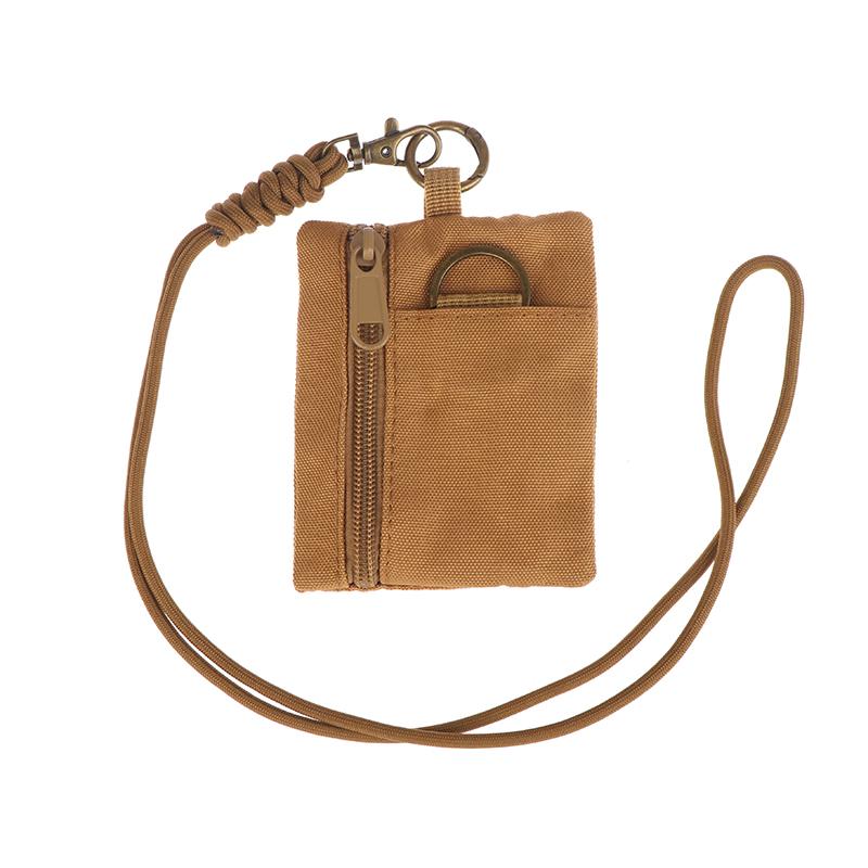 Mini Casual Hanging Neck Mini Coin Purse Card Holder Zipper Pouch Men And Women Key Small Bag Headphone Case With Lanyard