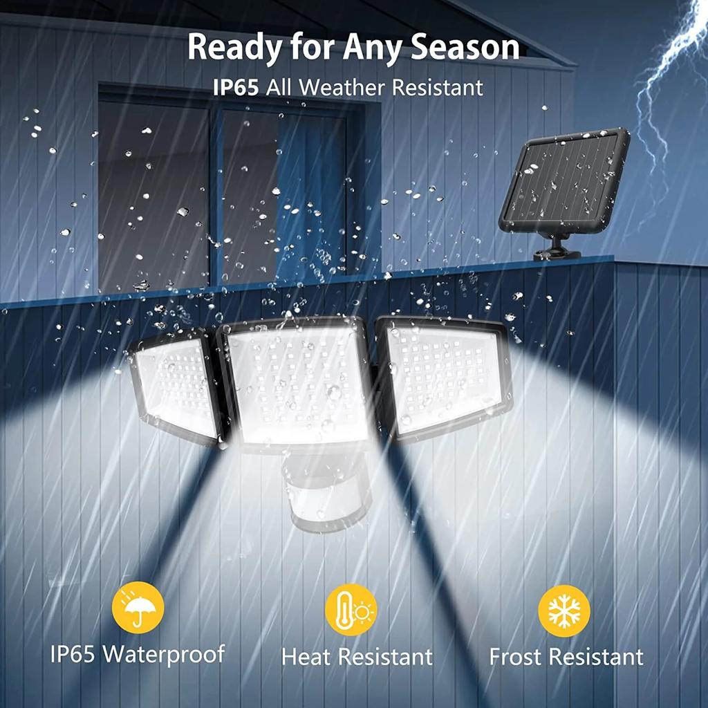 SZRSTH Solar Lights Outdoor - 3000LM Motion Sensor Flood Light with Remote LED Security Wall Lamp for Outside Garage Yard