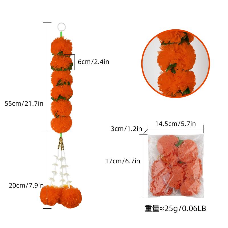 Marigold Flower Halloween Garland Mexican Day Of The Dead Party Decor Plastic Artificial Flowers Indian Diwali Festival Wreath