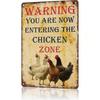 Warning Entering Coop Area Tin Sign 8x12 Vintage Chicken Farm Decor Rustic Wall Art