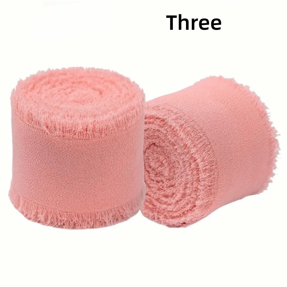3 Rolls 5m Fringe Chiffon Silk Ribbon DIY Craft Hairy Chiffon Ribbon  Wedding Invitations
