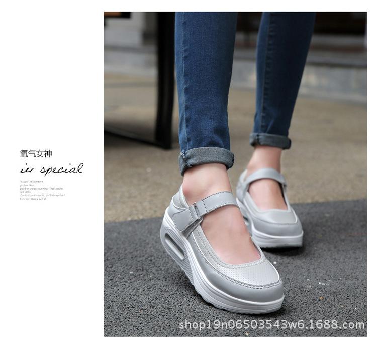 Fashion Air-cushion Nurse Shoes, Women's Soft-soled, Breathable, Thick-soled, Non-slip, Non-tiring Feet, Work White Shoes, One-step Flat