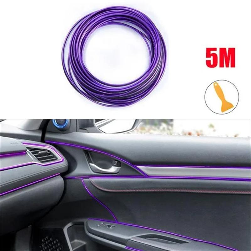 5M Universal Car Moulding Decoration Strips - Flexible Interior Trim for Dashboard Doors Panels - DIY Auto Styling Upgrade Kit