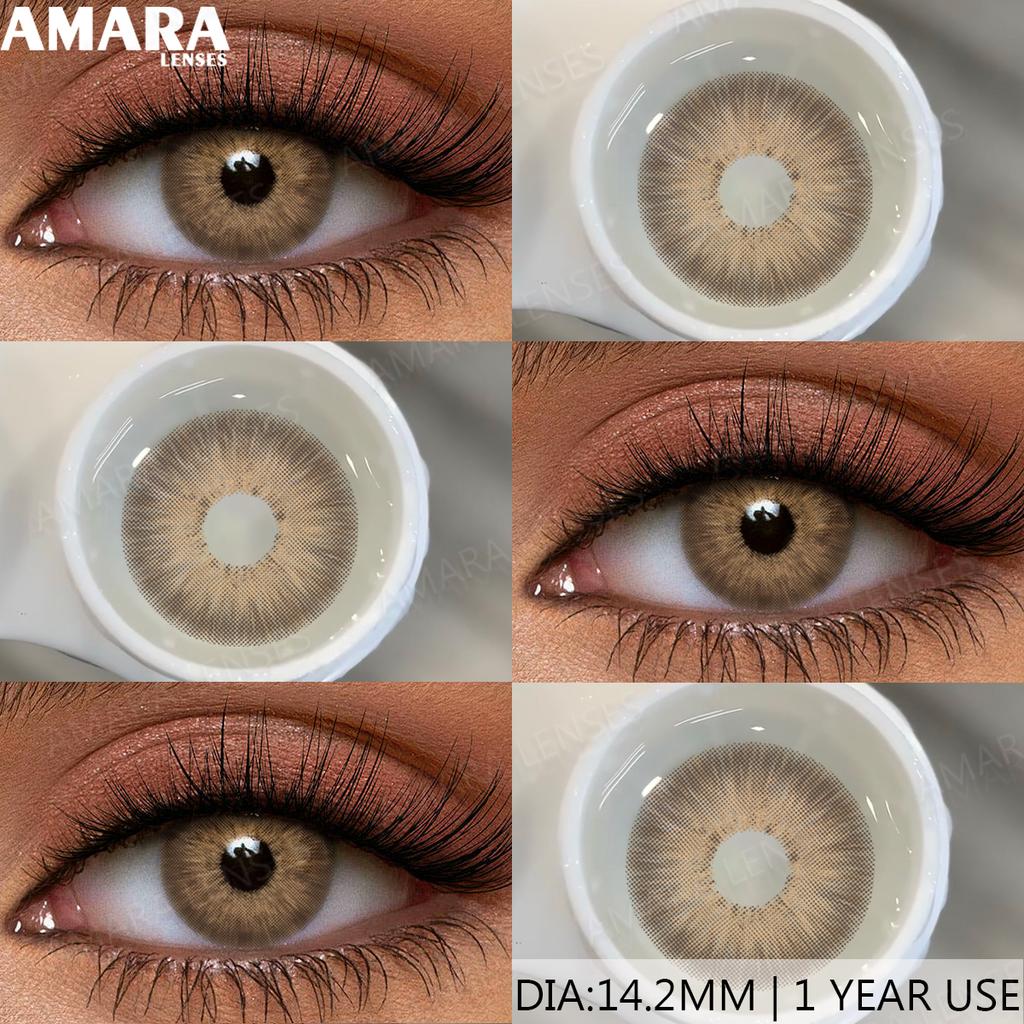 AMARA Brown Color Contacts for Eyes Makeup Eyes Lenses Gray Pupils Blue Eyes Contacts Colorful Makeup Black Lens for Party