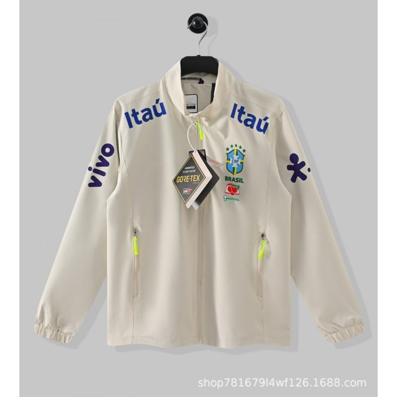 Brazil National Team Football Jacket Men Women Thin Windproof Waterproof Training Top