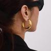 Waterproof 316l Stainless SteelSimple C-Shaped Polished Earrings Metal High Quality Fashion Statement Jewelry Women