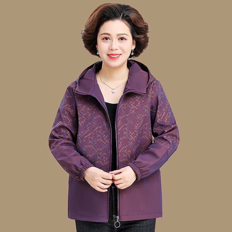 2026 Women s Spring/Fall Jacket - Stylish Lapel Loose Fit for Middle-aged/Elderly XL (45-52.5kg) фиолетовый