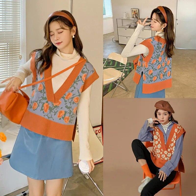 Jenter Kabelstrikk Topper Dame V-hals Strikket Genser Vest Ermeløs Pullover Topp