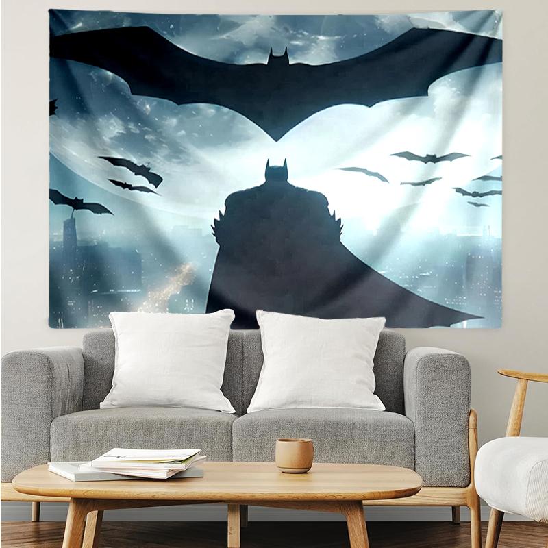 Batman Print Tapestry, Backdrop, Easy Setup, Ideal for Bedroom, Office & Living Room, with Aesthetic Wall Hanging Decor.