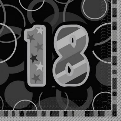 „Black Glitz“ servetėlės ​​18-ojo gimtadienio vakarėliui