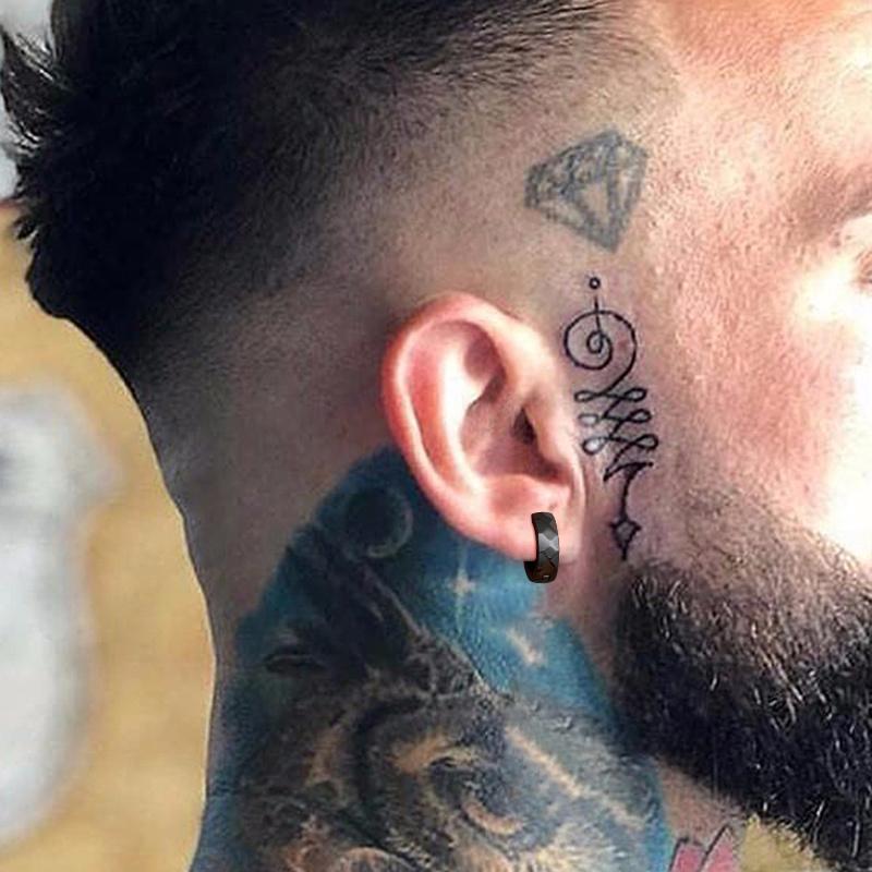 Geometric Huggie Hoop Earrings for Men Stainless Steel Circular Round Trendy Hip Hop Rock Rap Cool Zircon Accessories for Boys