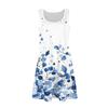 Damen Sommer Casual U-Ausschnitt Blumendruck Kleid Ärmelloses Kleid mit Taschen