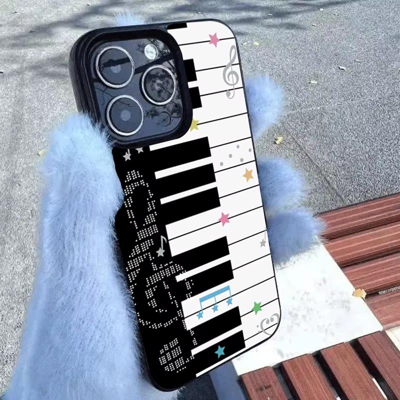 Korean INS Art Piano Key Notes Creative Cute Phone Case For iPhone 17 16 15 14 13 12 11 Pro Max 17Air 16E X XR XS 7 8 Plus Cover