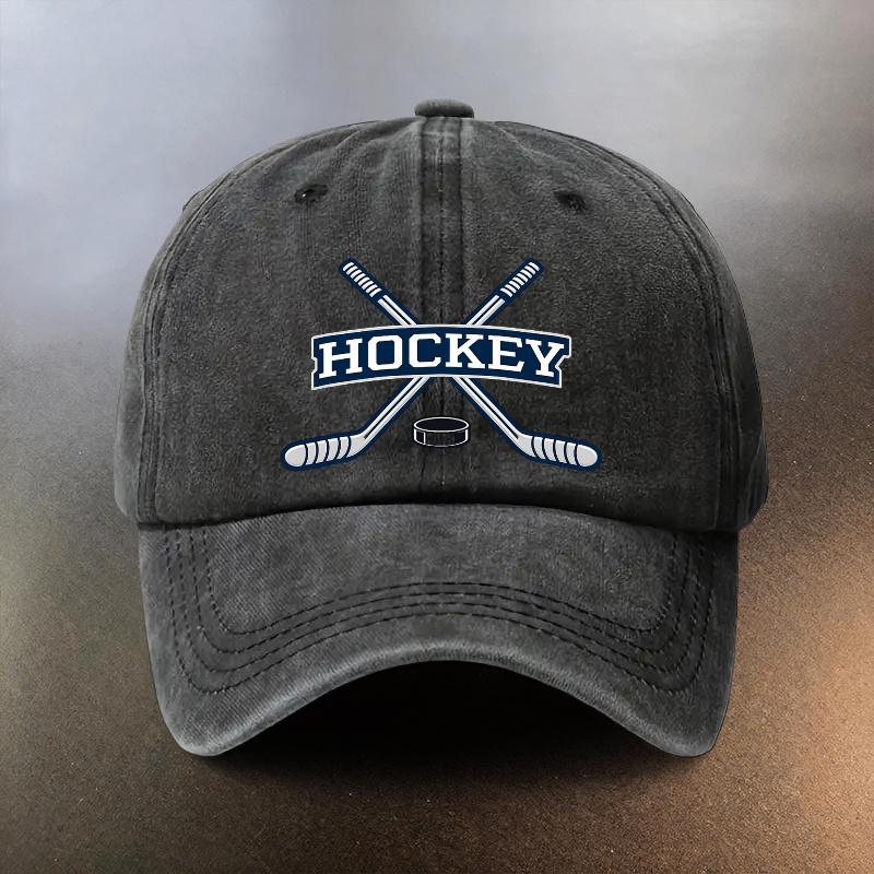 A Washed Cap Featuring a Hockey Pattern Perfect for Everyday Outings As a SunShielding Baseball Hat This Stylish Accessory Is