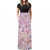 Women Fashion  Gradient Print Short  Sleeve Spaghetti Maxi Dress