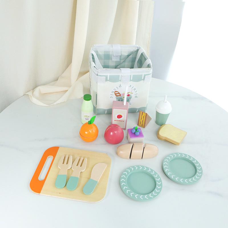 Kids' Wooden Tea & Dessert Role Play Set for Early Education