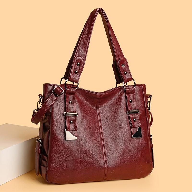 Urban Simple Women's Bag Fashion Portable Mommy Bag Solid Color PU Single Shoulder Crossbody Bag