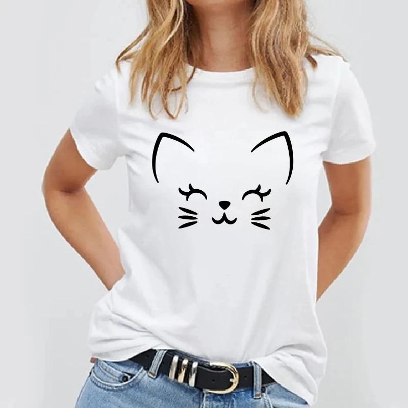 Women T Shirt Simple Design Tops Panda Printed Female Tee T Shirts Casual Basic Summer White Tshirt Kawaii Lady Tshirts 2021
