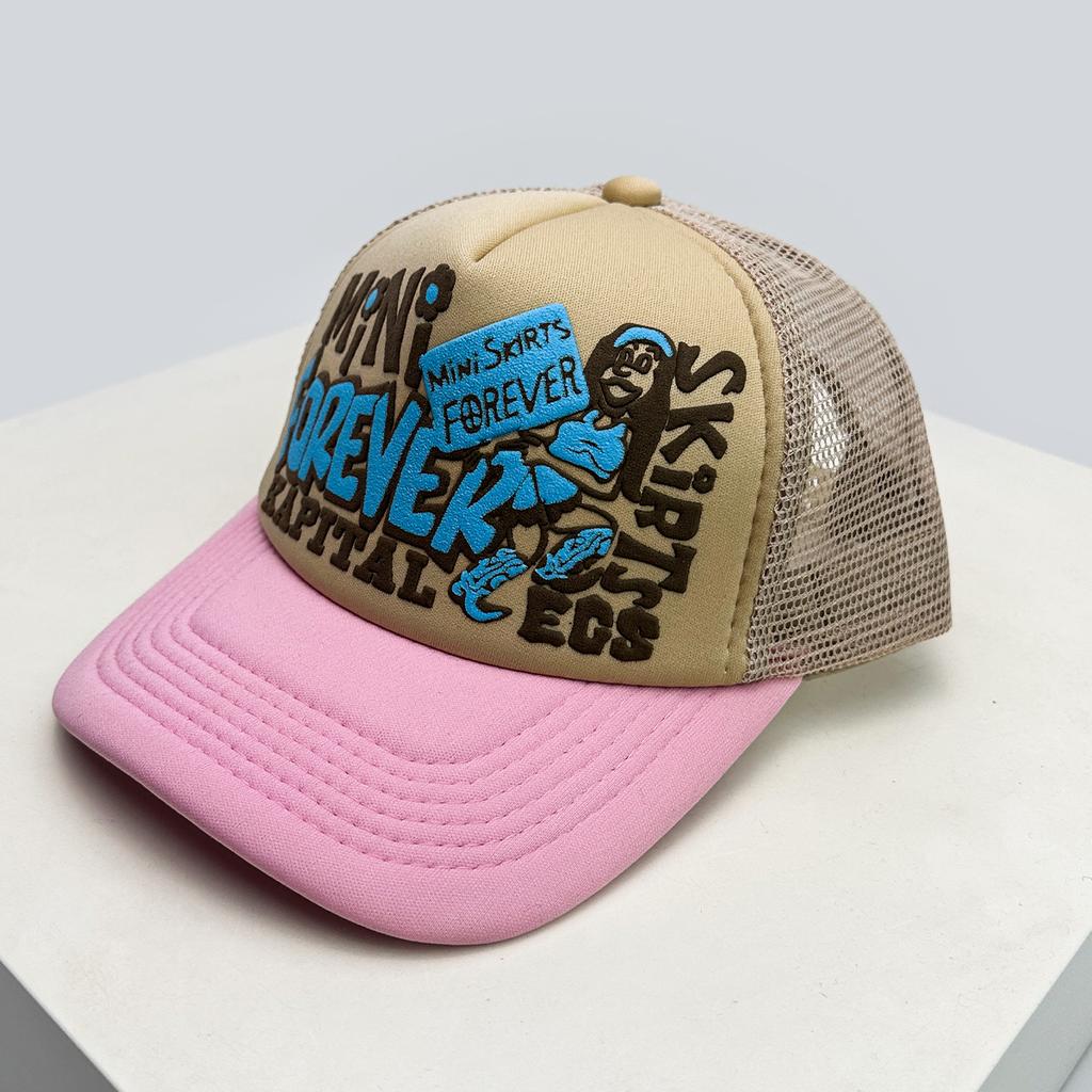 Sunshade Color Block Breathable Hip-hop Trucker Caps Versatile New Unisex American Style Graffiti Printed Letters Baseball Hats
