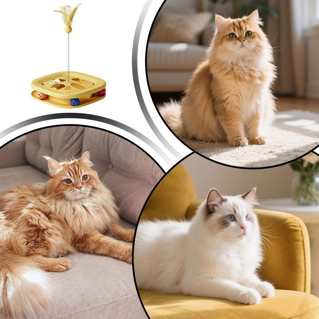 Interactive Cat Toy Self Play With Teaser Wand Stimulating Cat Toys Puzzle Games For Kitten Indoor Exercise Training Mental
