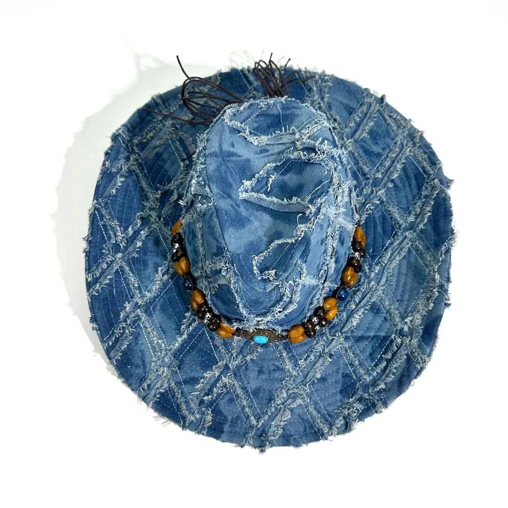 New Rhombus Plaid Western Cowboy Hat Spring and Summer Fashion Casual Sun Protection Hat Versatile Bucket Hat
