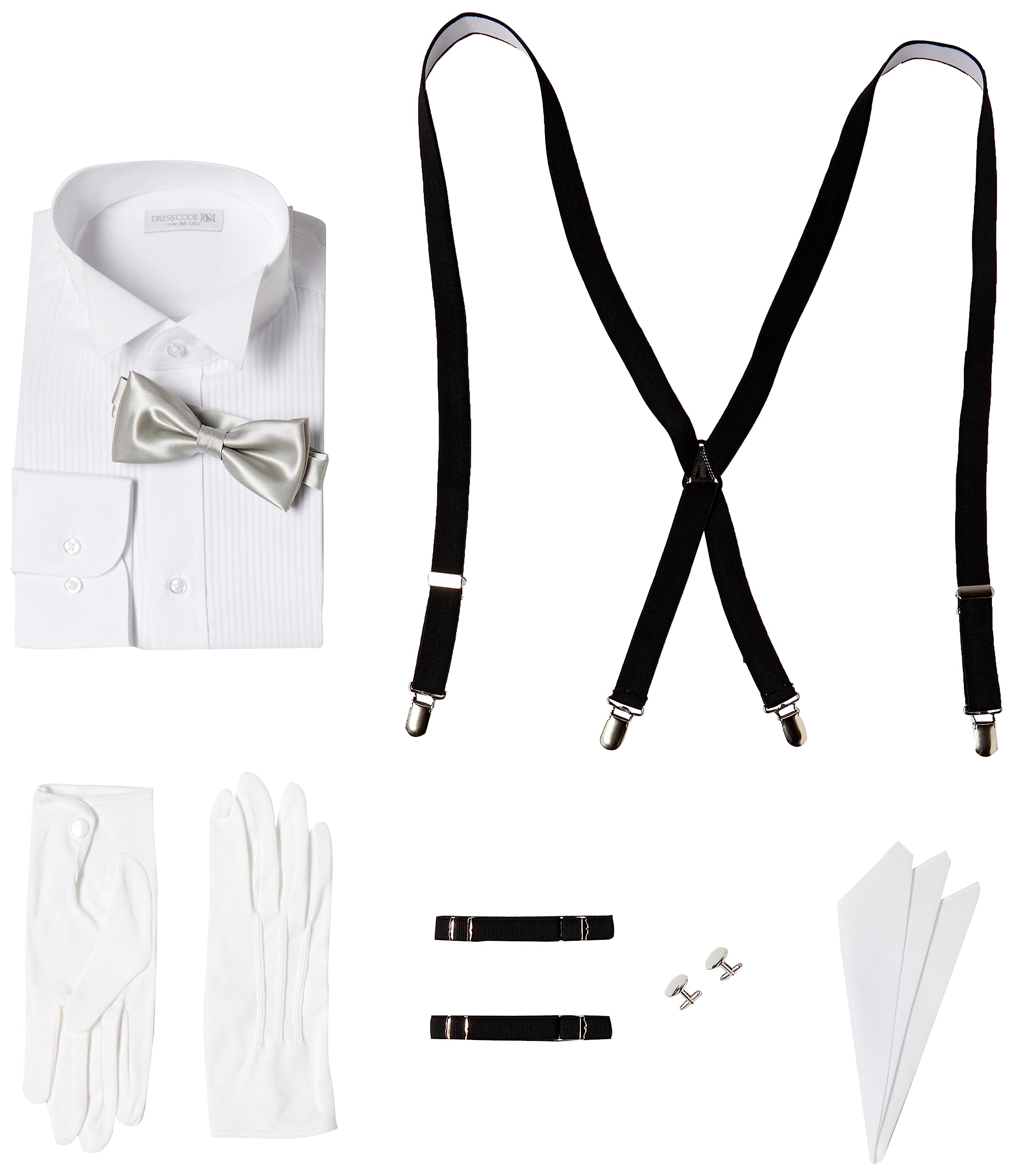 

Код Свадебный бант Белый Серебряный бант [Платье 101] Набор из 7 предметов для жениха Рубашка, Галстук, Запонки, Подтяжки, Нарукавные повязки, Носовой платок, Перчатки. Мужской галстук.