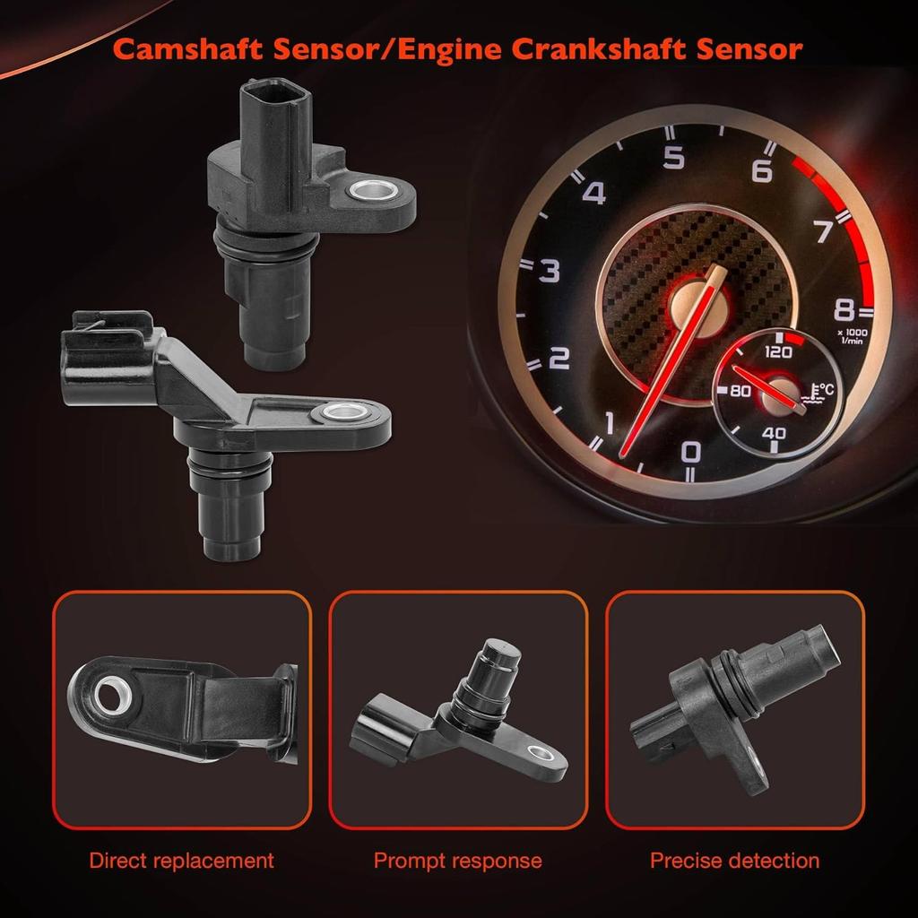 Intake And Exhaust Camshaft Position Actuator VVT Solenoid Valve Kit With Camshaft Crankshaft Engine Sensor- Compatible With