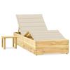 Day and Night - Day and Night Garden Lounger with Impregnated Pine Wood Table and Cushion