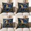2D Golden Horse With Butterflies Decorative Pillow Pattern Cushion Cover Suitable For Sofa Bedroom Car Pillow Cover