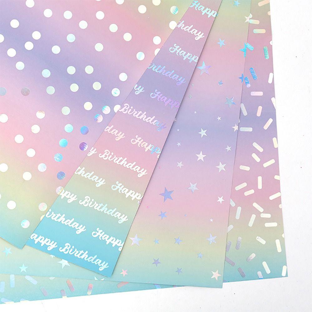 Happy Birthday Gift Wrapping Paper Colorful Iridescent Holographic Paper  Valentine's Day