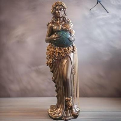 Bohyně Země Gaia 22cm Pryskyřičná Socha Soška Řecká Mytologie Dekor Ručně Vyráběná Figurka Matky Přírody Domácí Oltář Sběratelské Umění