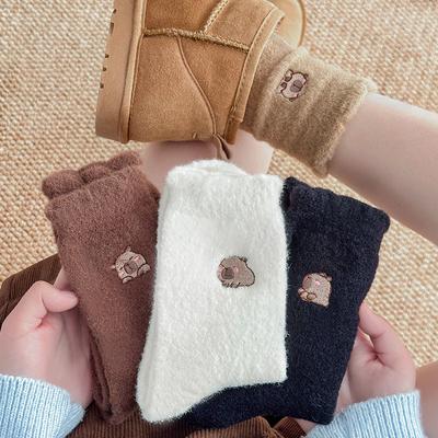Samtsocken für Damen Herbst und Winter Wadenhohe Socken, Verdickte Warme Haussocken, Australischer Samt Schlaf-Postpartale-Socken