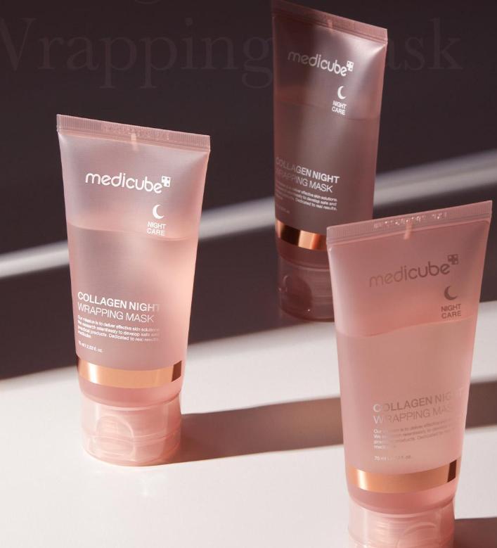 MEDICUBE Collagen Night Wrapping Mask 75ml (+Brush) - Overnight Skin Firming & Hydration
