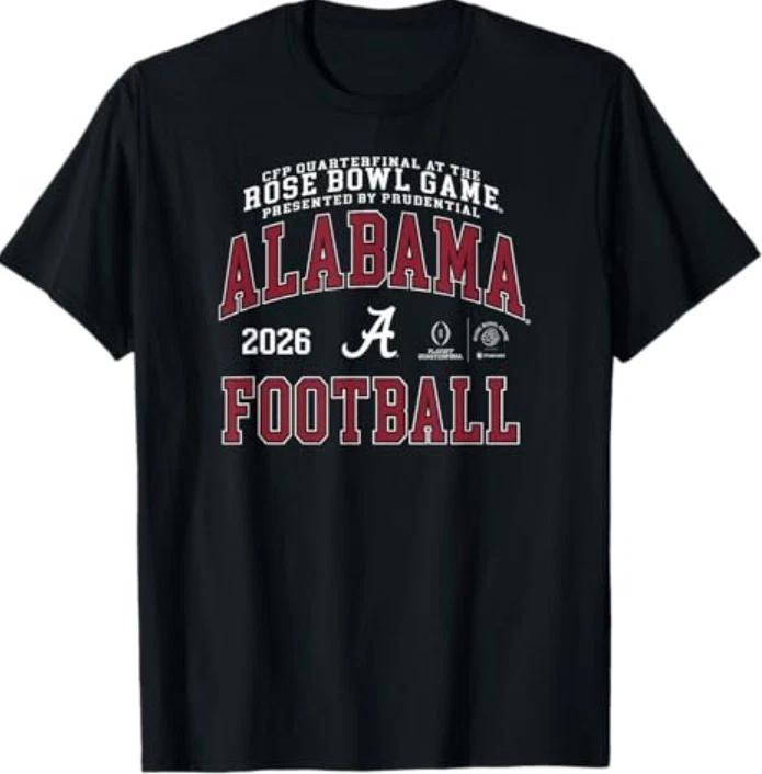 Alabama Crimson Tide Rose Bowl 2025-2026 CFP Quarterfinal 100% Cotton T-shirt Mens Tees Top L