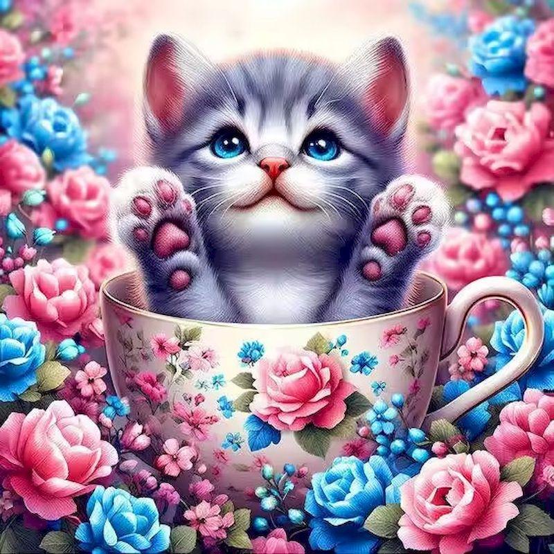 GATYZTORY DIY Cat Diamond Embroidery Animal Pattern For Adults Beginners Mosaic Flower Diamond Painting Holiday Gifts