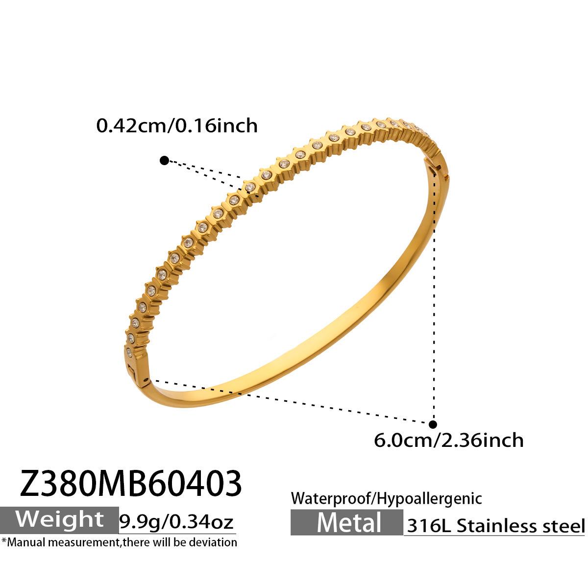 Elegant Geometric Zirconia Bracelet with Personalized Buckle in 18K Gold-Plated Stainless Steel