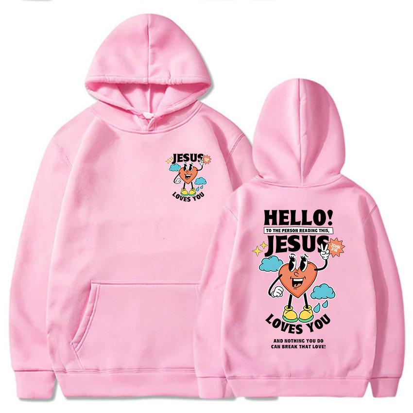 Streetwear Hip Hop Men Clothes Christian Jesus Loves You Bible Verse Sweatshirts Cartoon Graphic Sudaderas Moletom