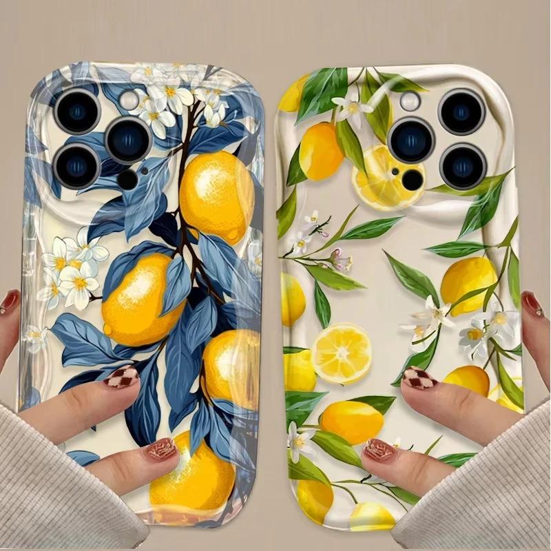 Summer Fruit Lemon Flower 3D Clear Case For iPhone 16 16E 15 14 13 12 11 Pro Max X XS X S Max XR 7 8 Silicone Cover_