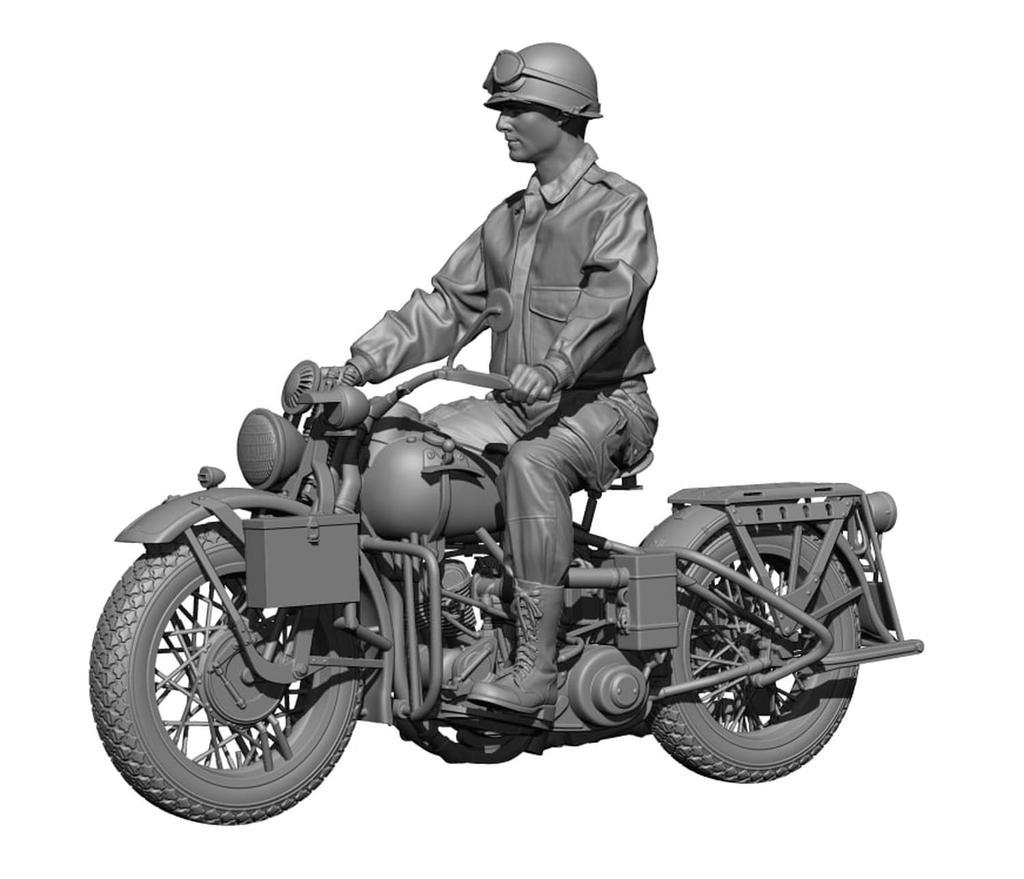 H3 Model 1/48 WWII US Airborne Division American Rider (with Motorcycle) 3D Printer Kit HS48109 (Person)
