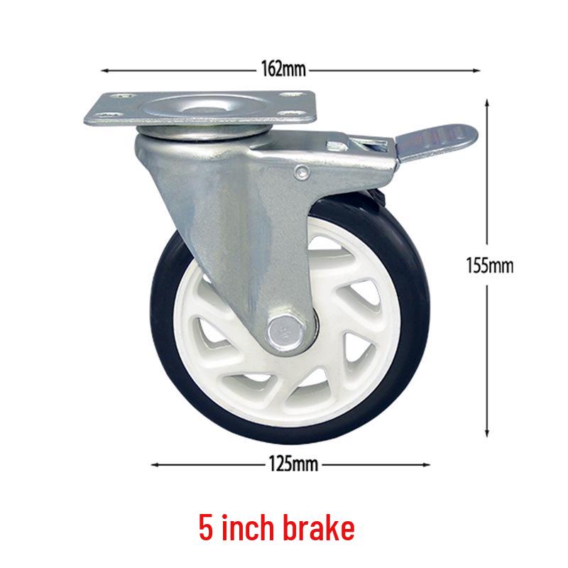 Universal Medium Duty Casters with Brake – 3, 4, 5 Inch Wheels for Equipment & Tool Carts